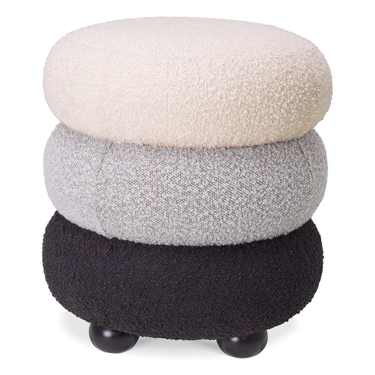 Stool Tulum bouclé cream grey black
