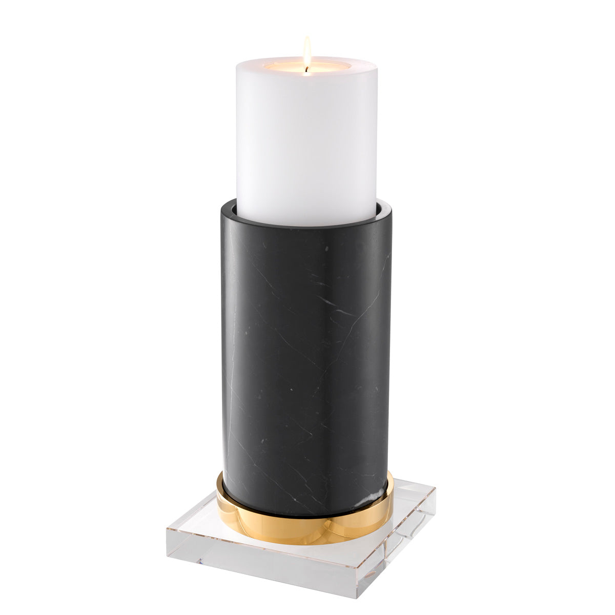Candle Holder Whitby crystal glass black marble gold