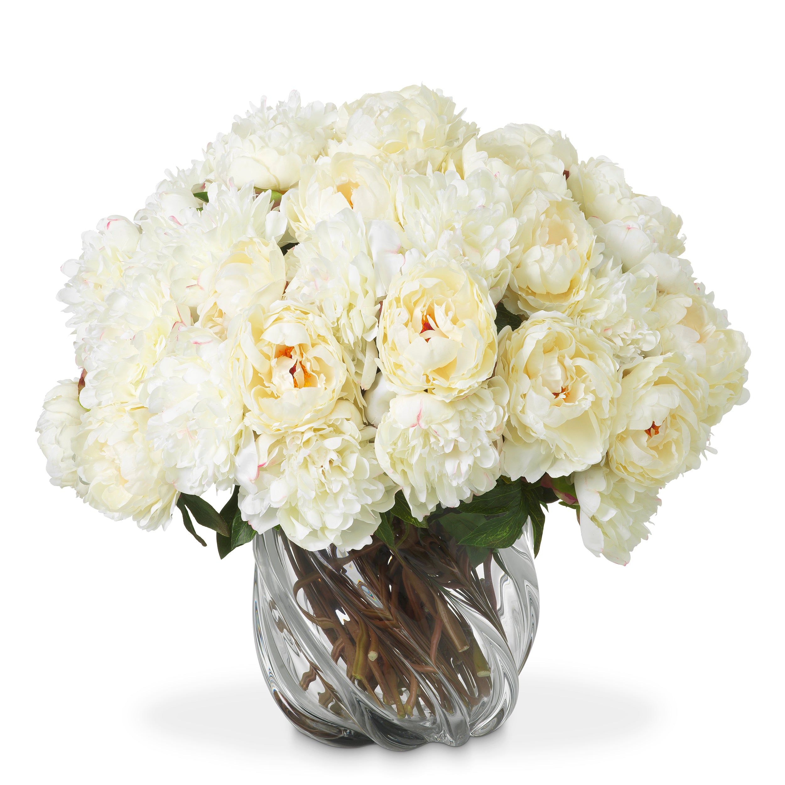 Bouquet of Peonies white tones real touch 48 pcs/2 varieties