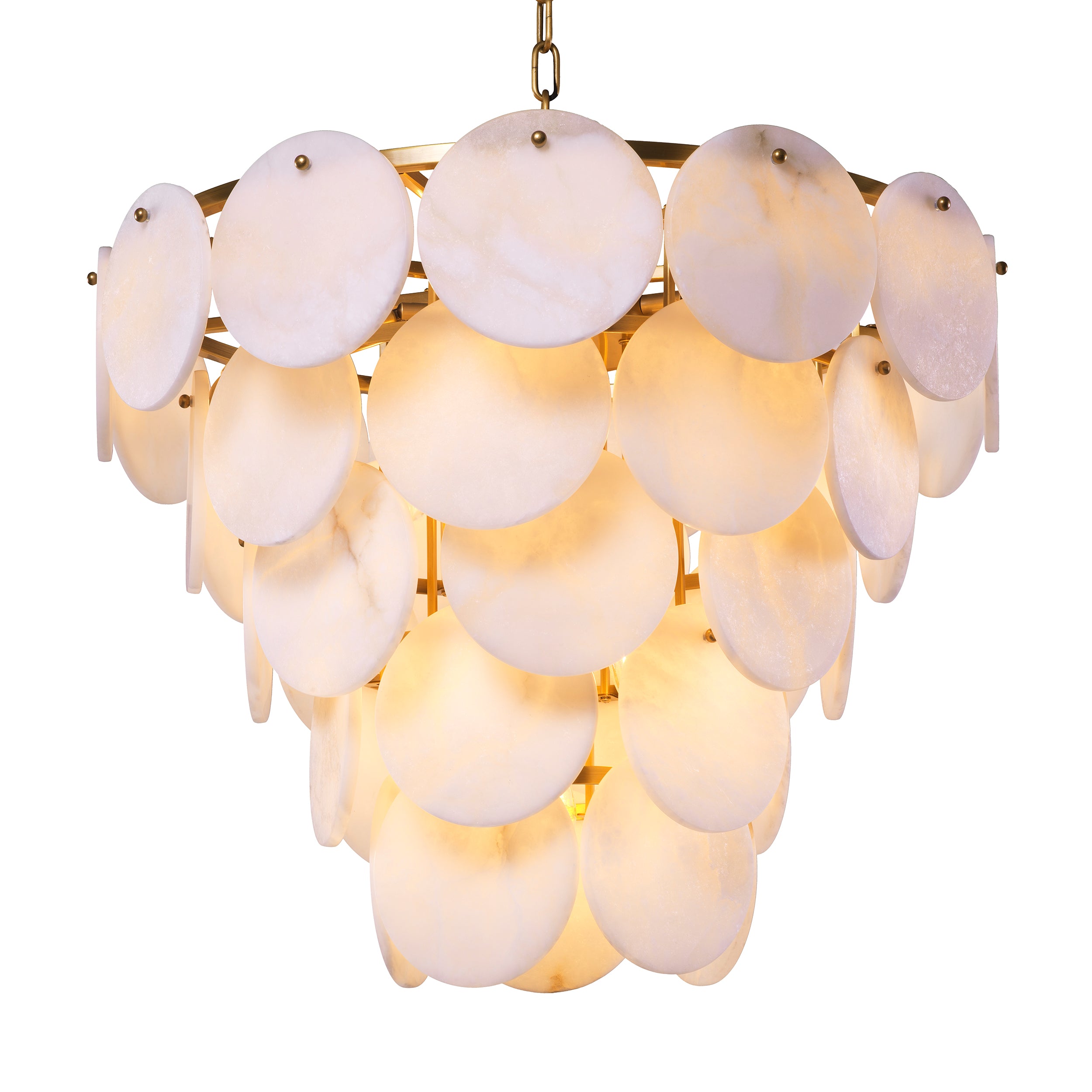 Chandelier Clementina antique brass finish alabaster