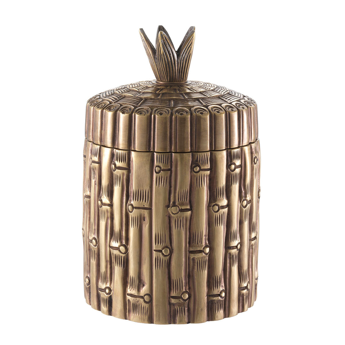 Box Bamboo round vintage brass finish