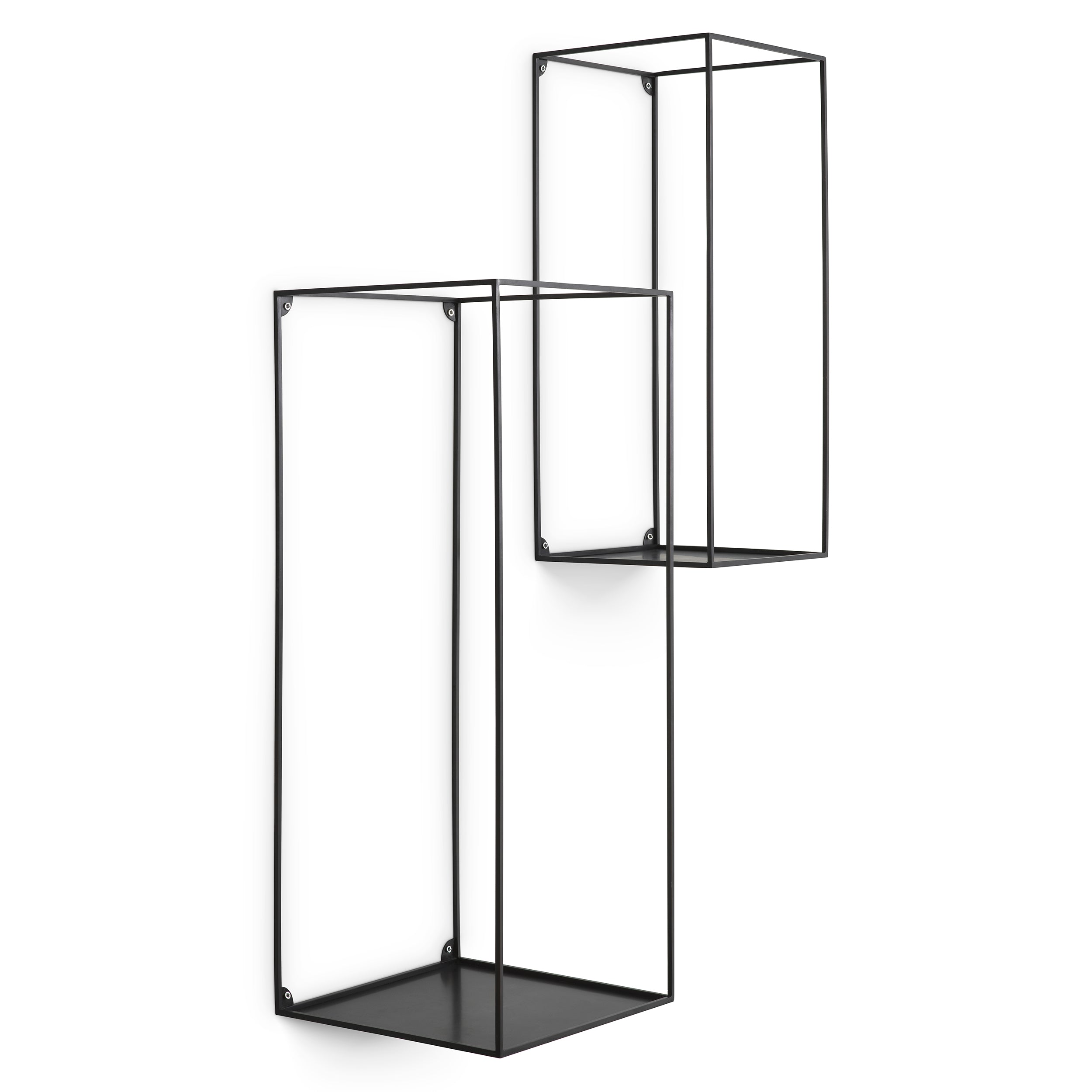 Wall Rack Deco rectangular black set of 2