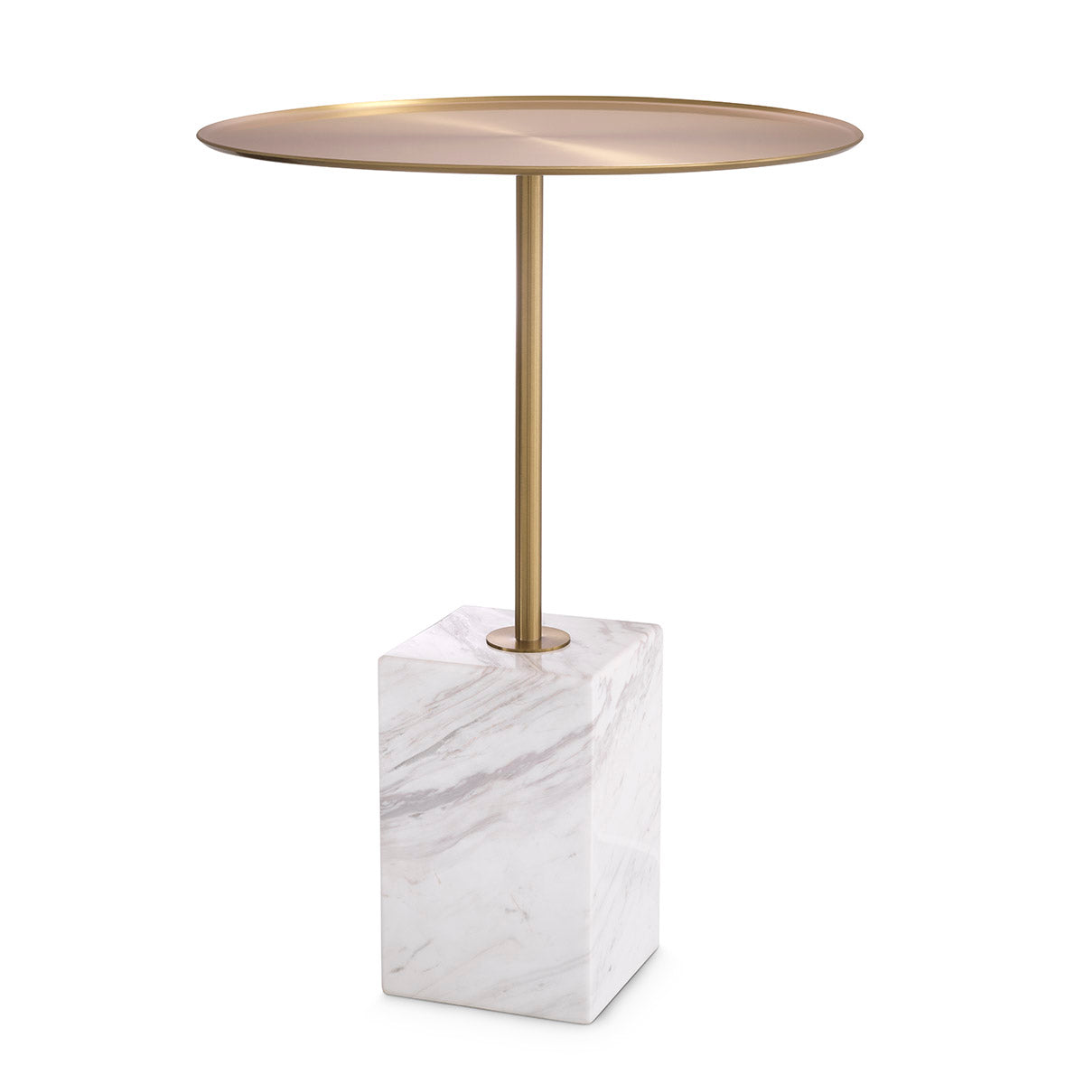 Side Table Cole brushed brass finish white marble