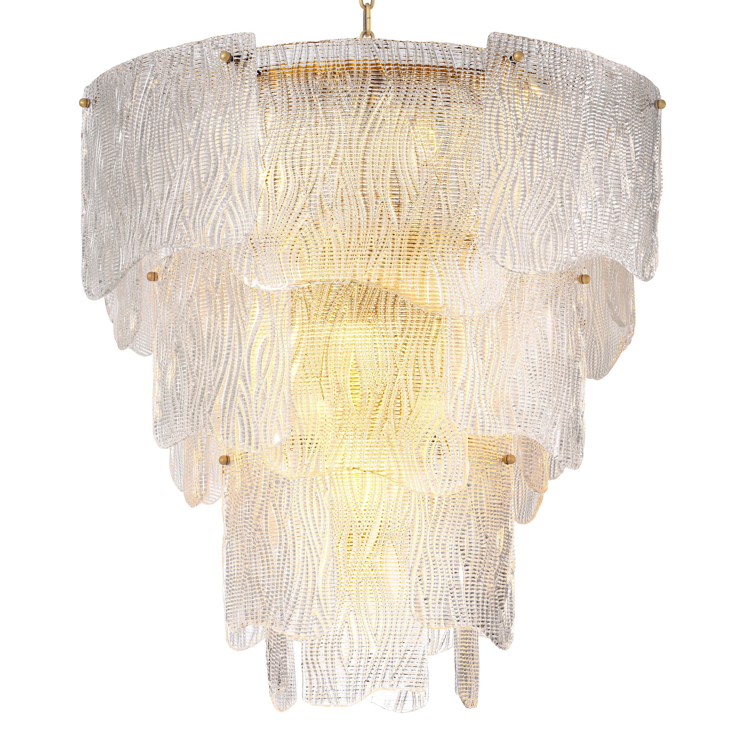 Chandelier Asinara L clear textured glass