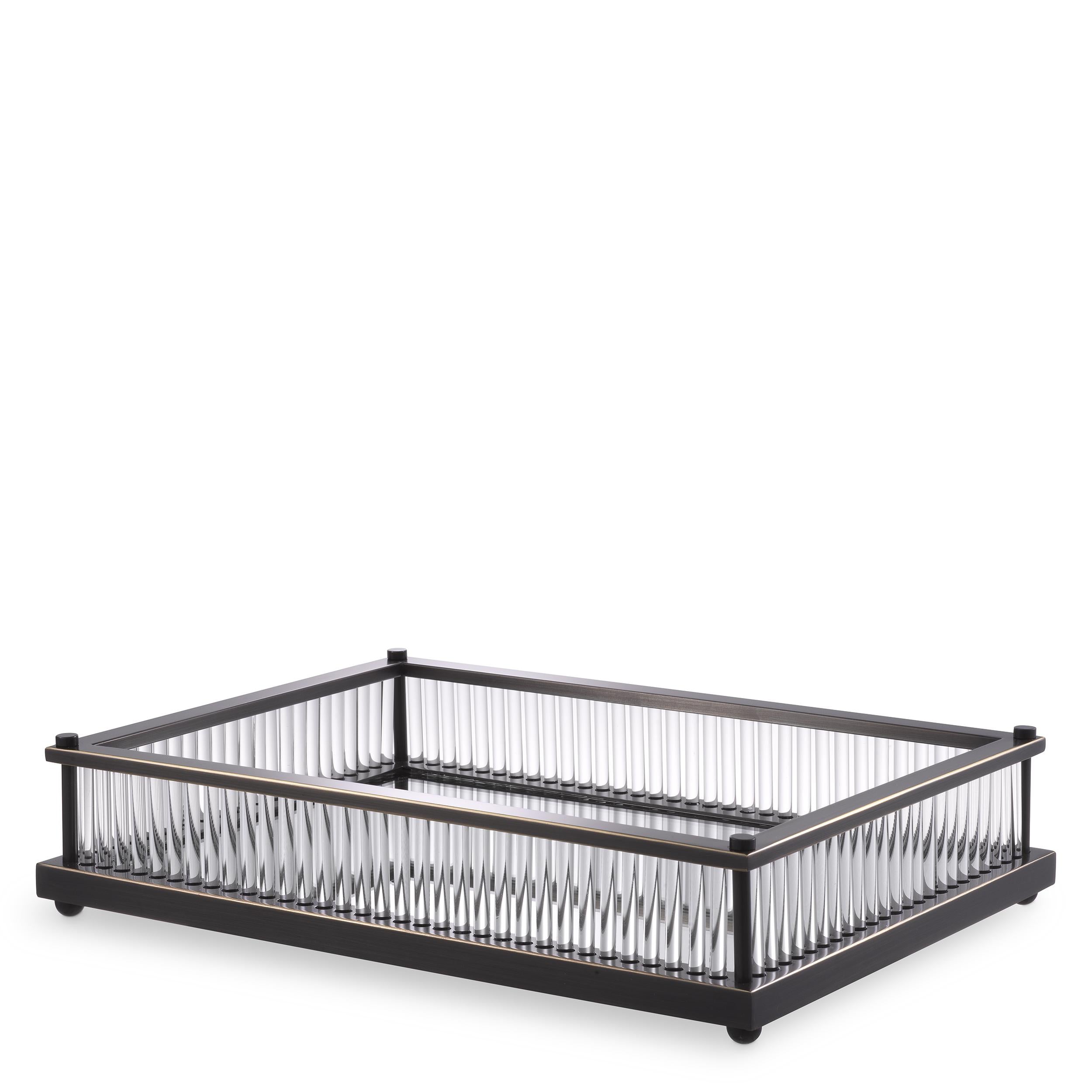 Tray Cora rectangular bronze highlight finish