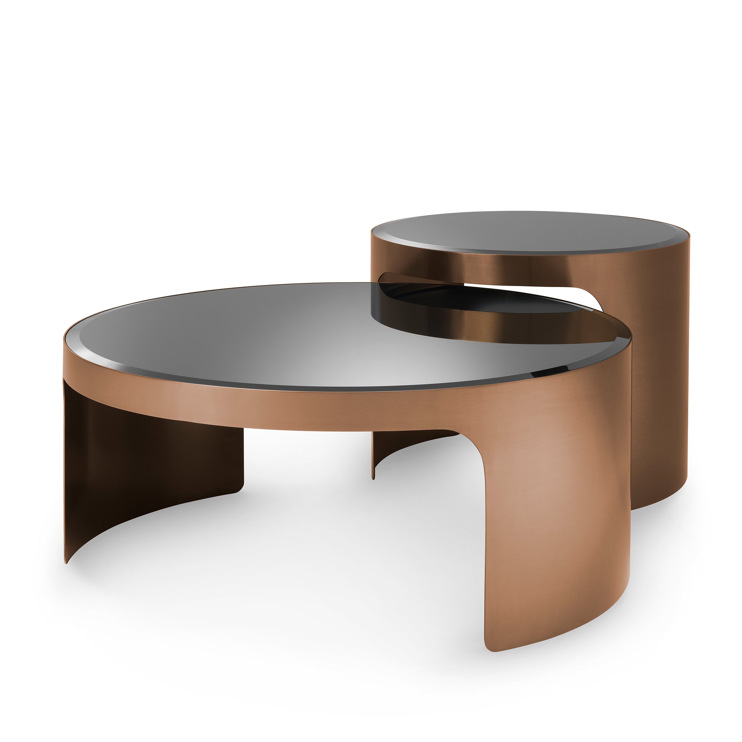 Coffee Table Piemonte brush copper finish set of 2