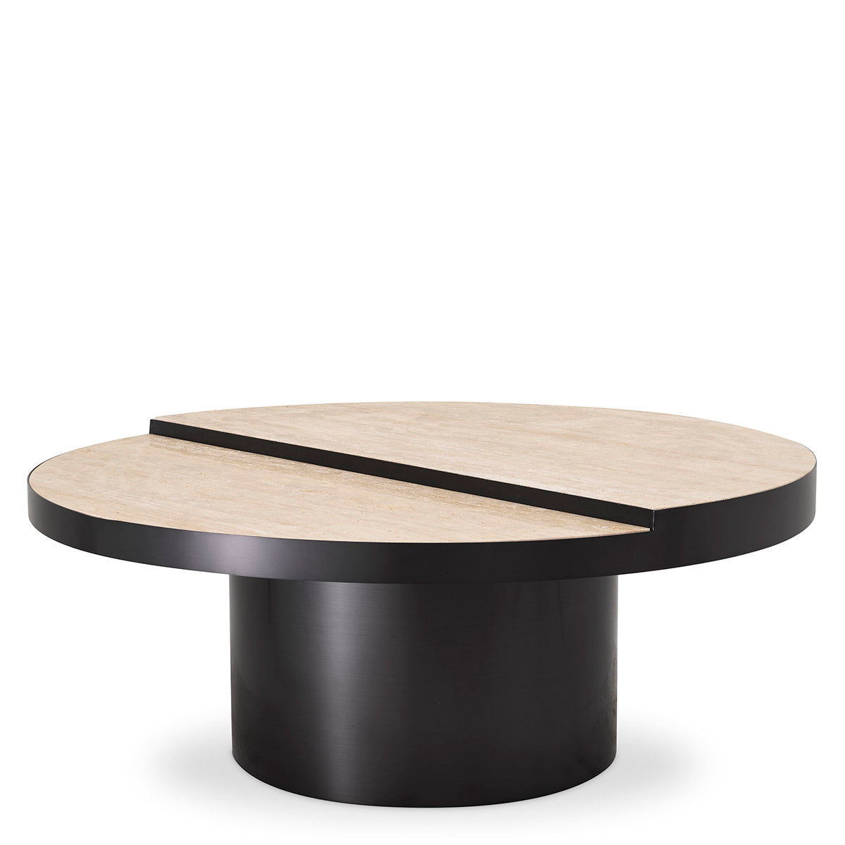 Coffee Table Excelsior bronze finish travertine