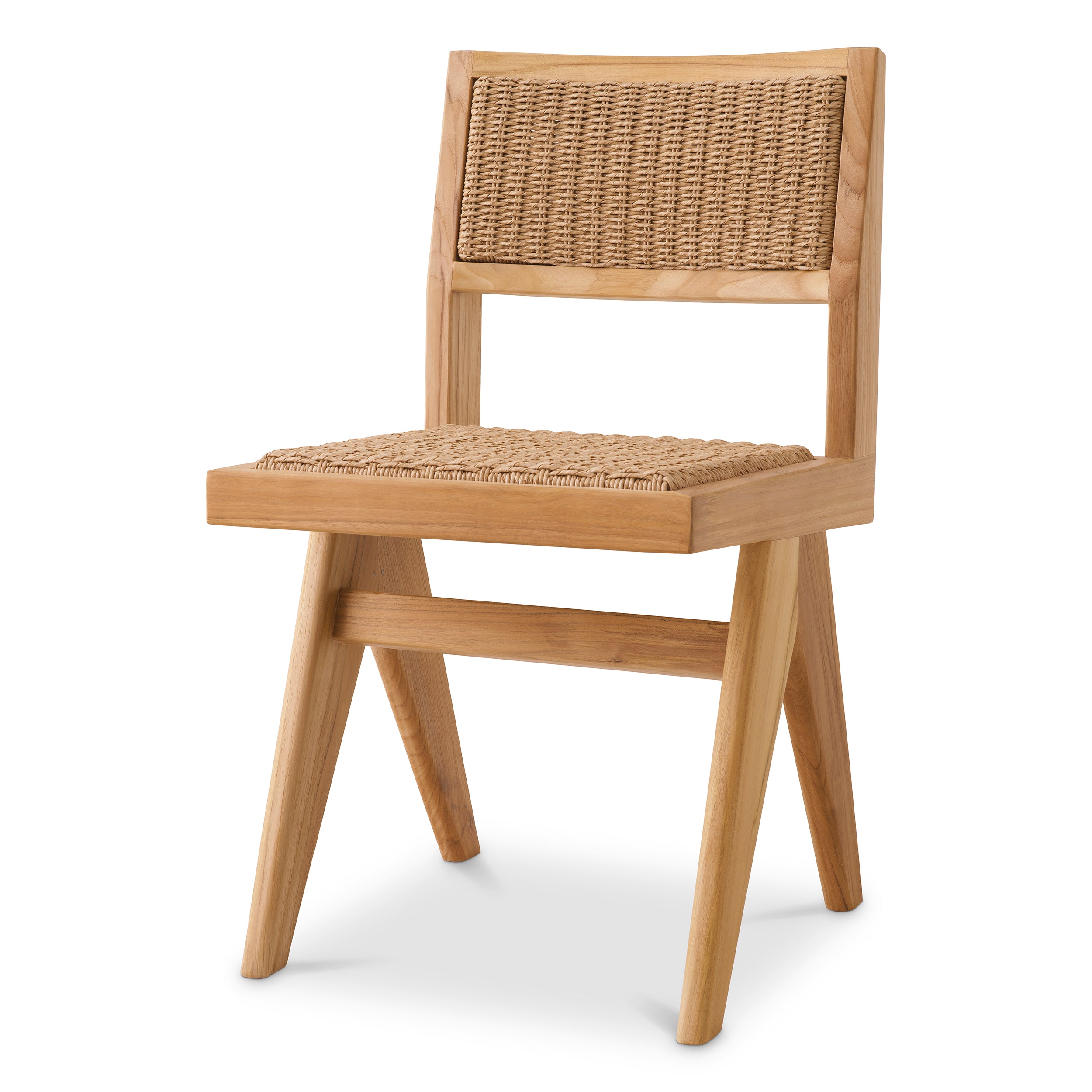 Outdoor Dining Chair Niclas natural teak natural faux rattan