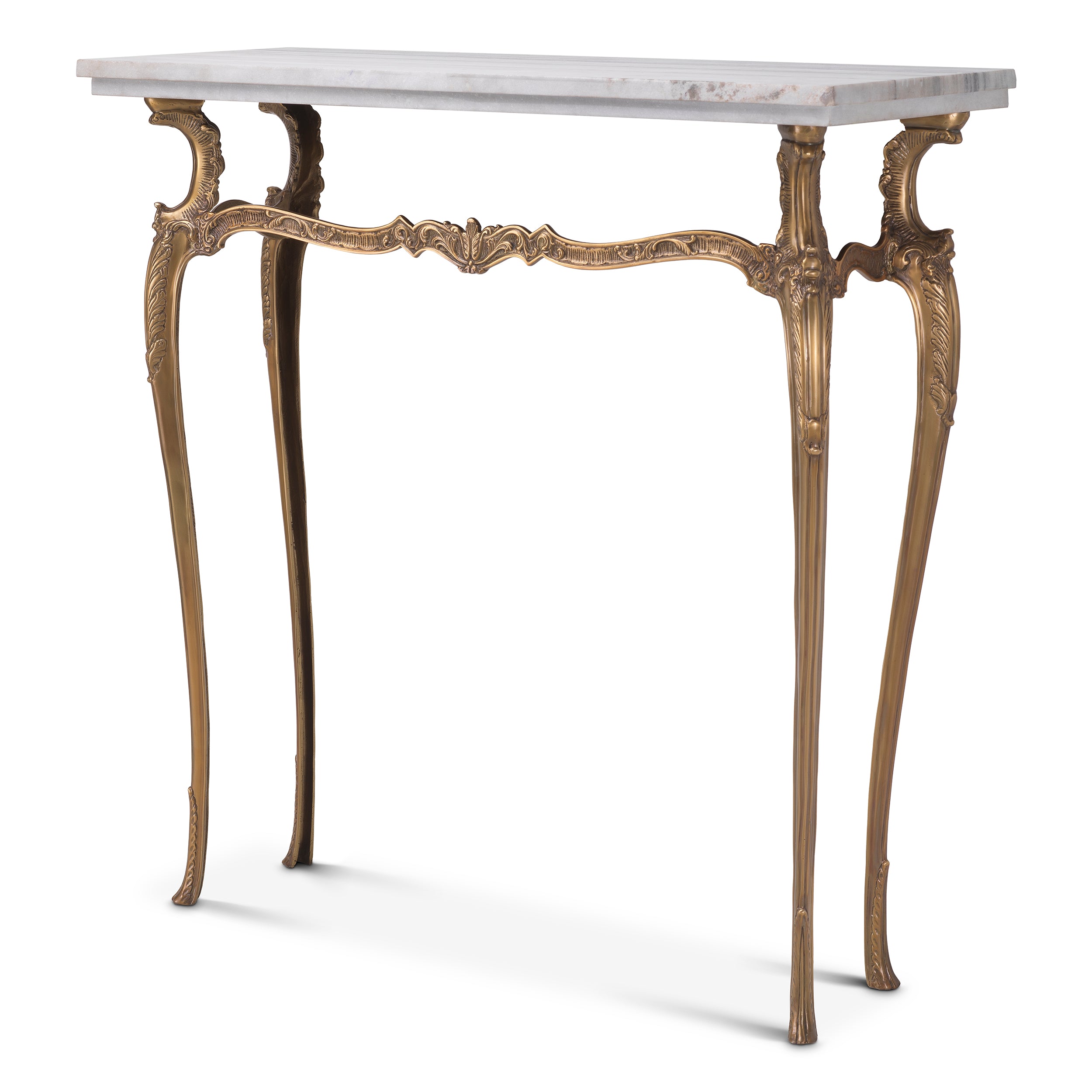 Console Table Fabiola vintage brass finish white marble