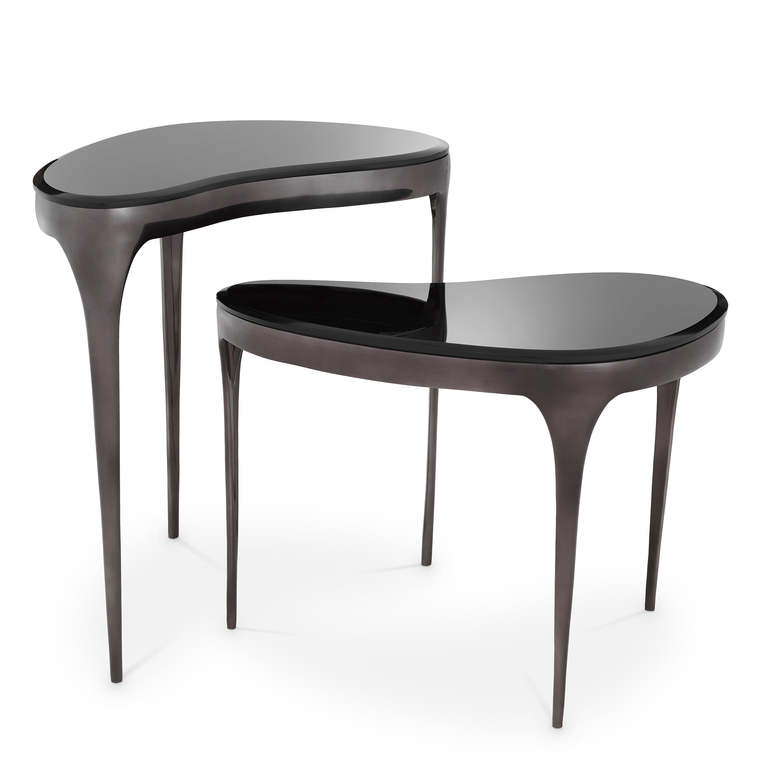 Side Table Zena black nickel finish set of 2