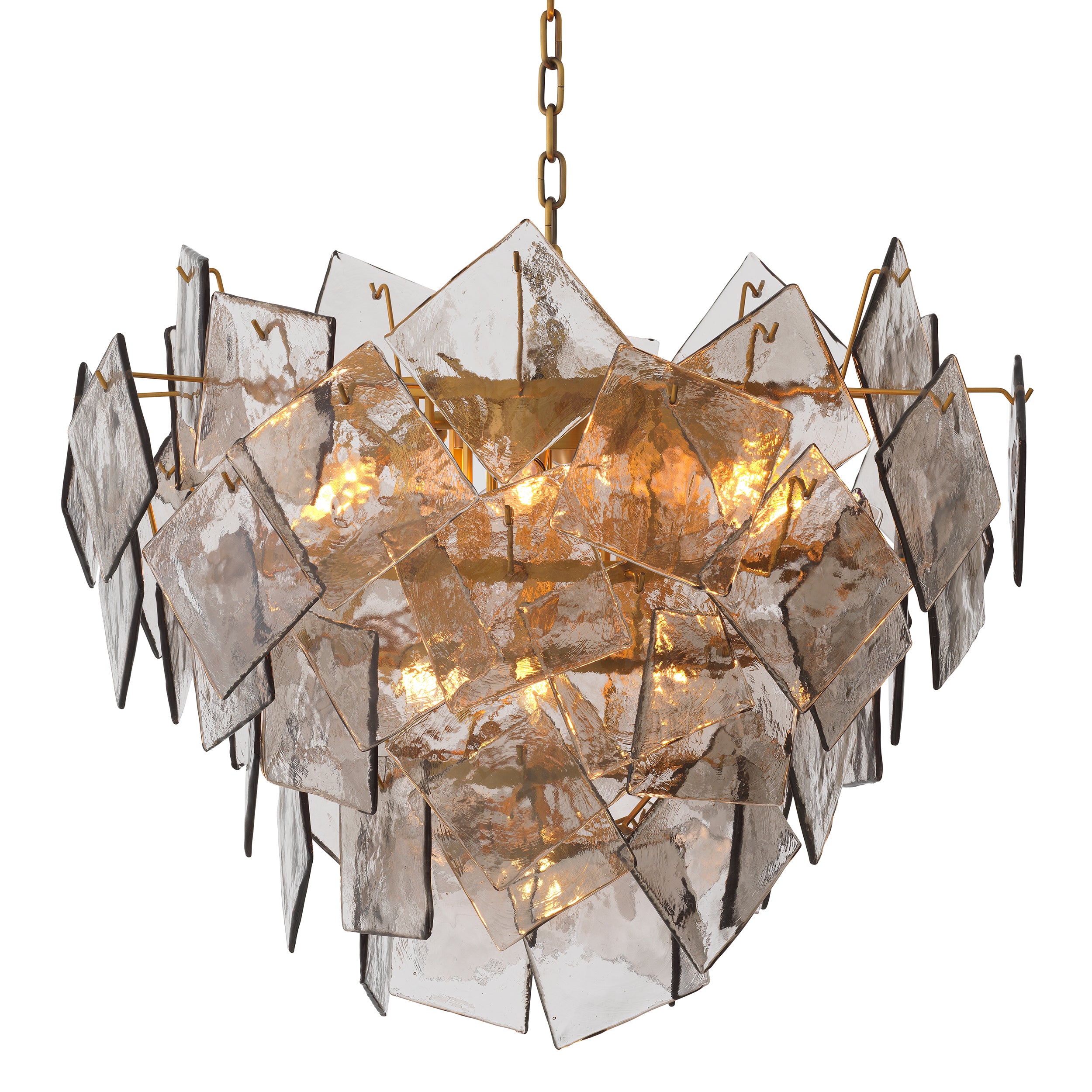 Chandelier Biltmore antique brass finish light smoke glass