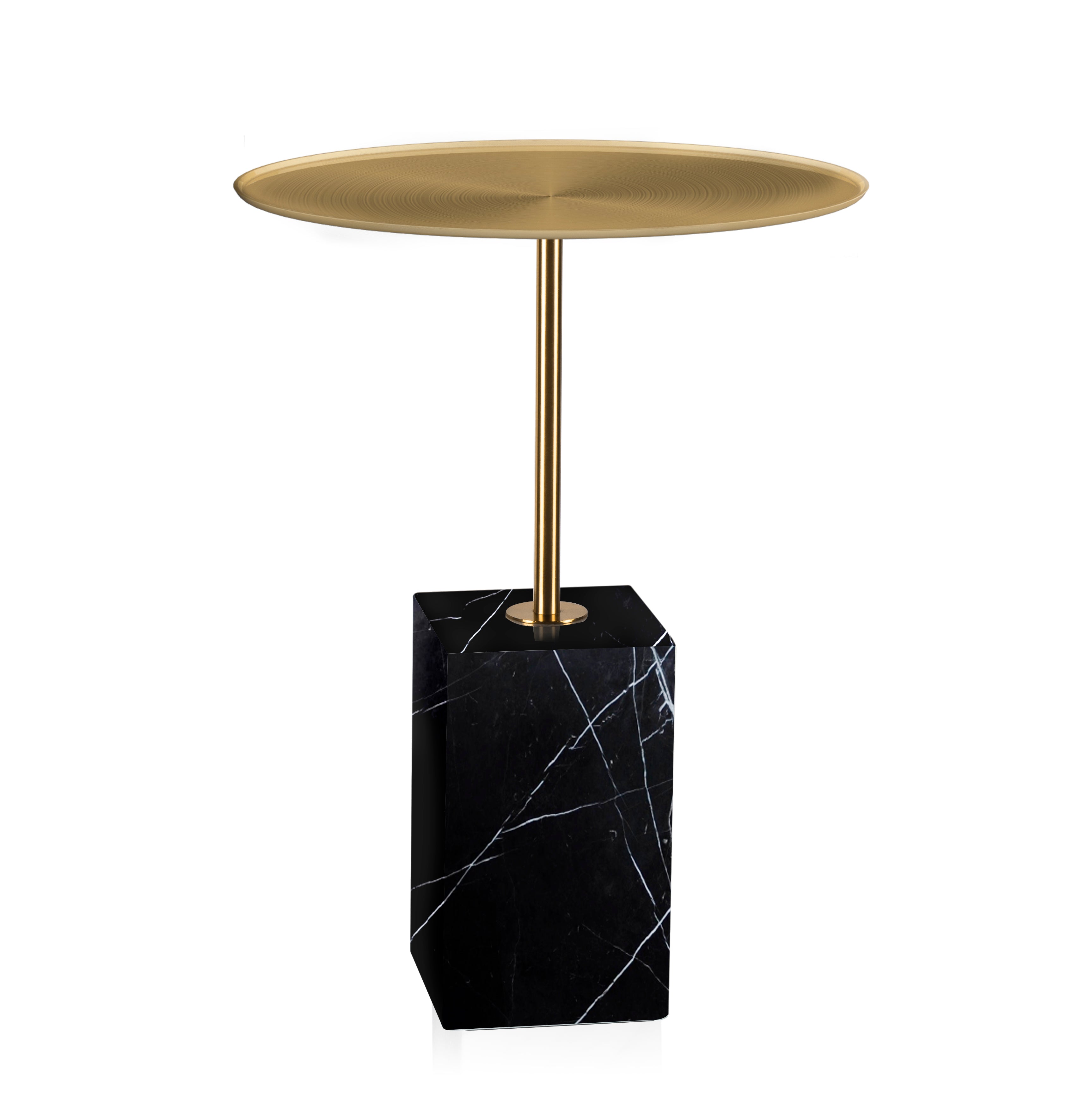 Side Table Cole brushed brass finish black marble