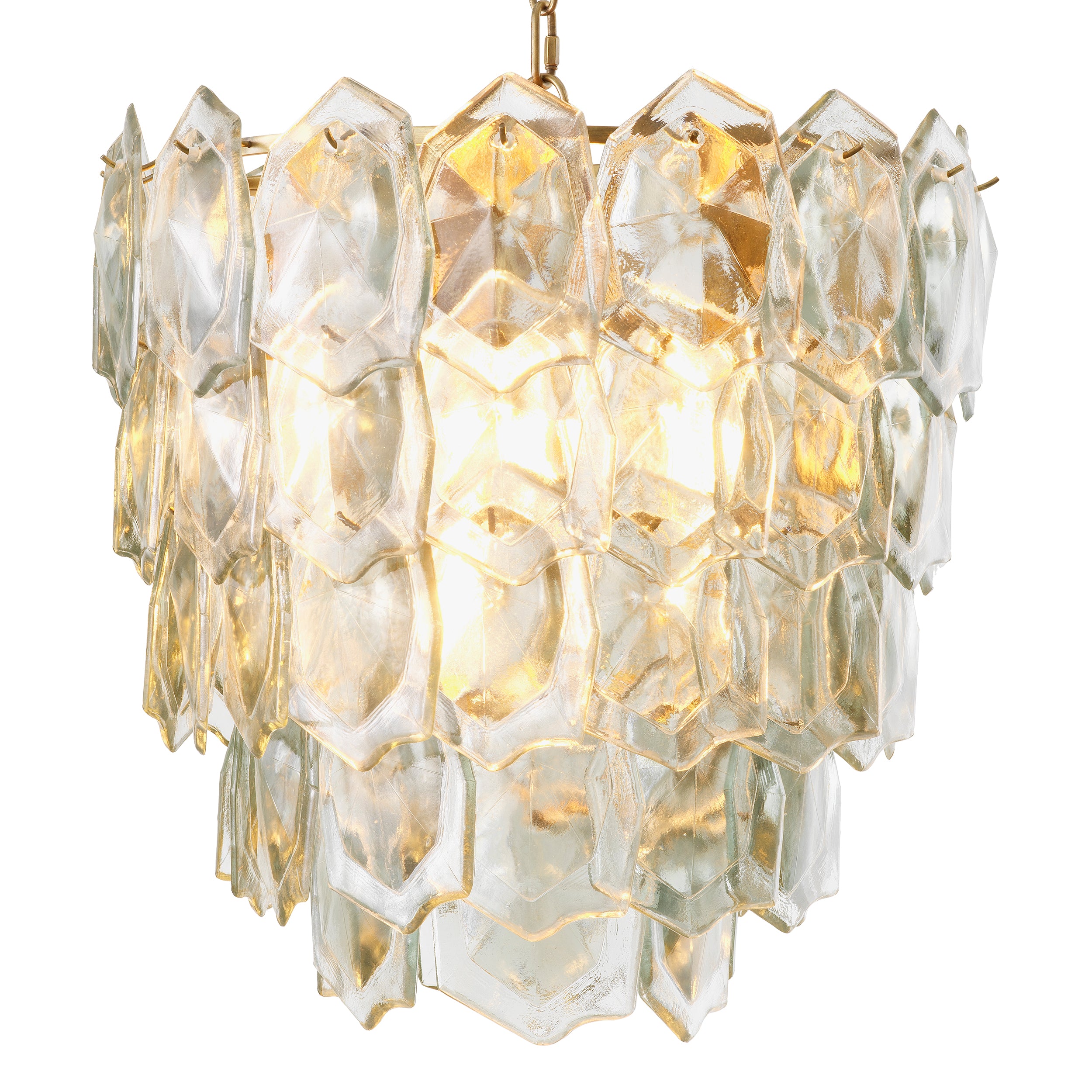 Chandelier Elias vintage brass finish clear glass