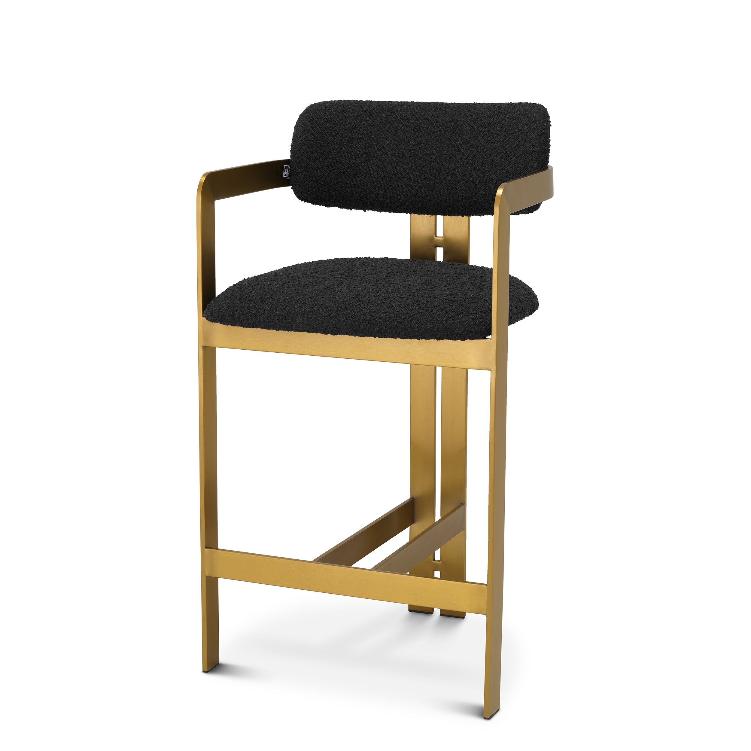 Counter Stool Donato brushed brass finish bouclé black