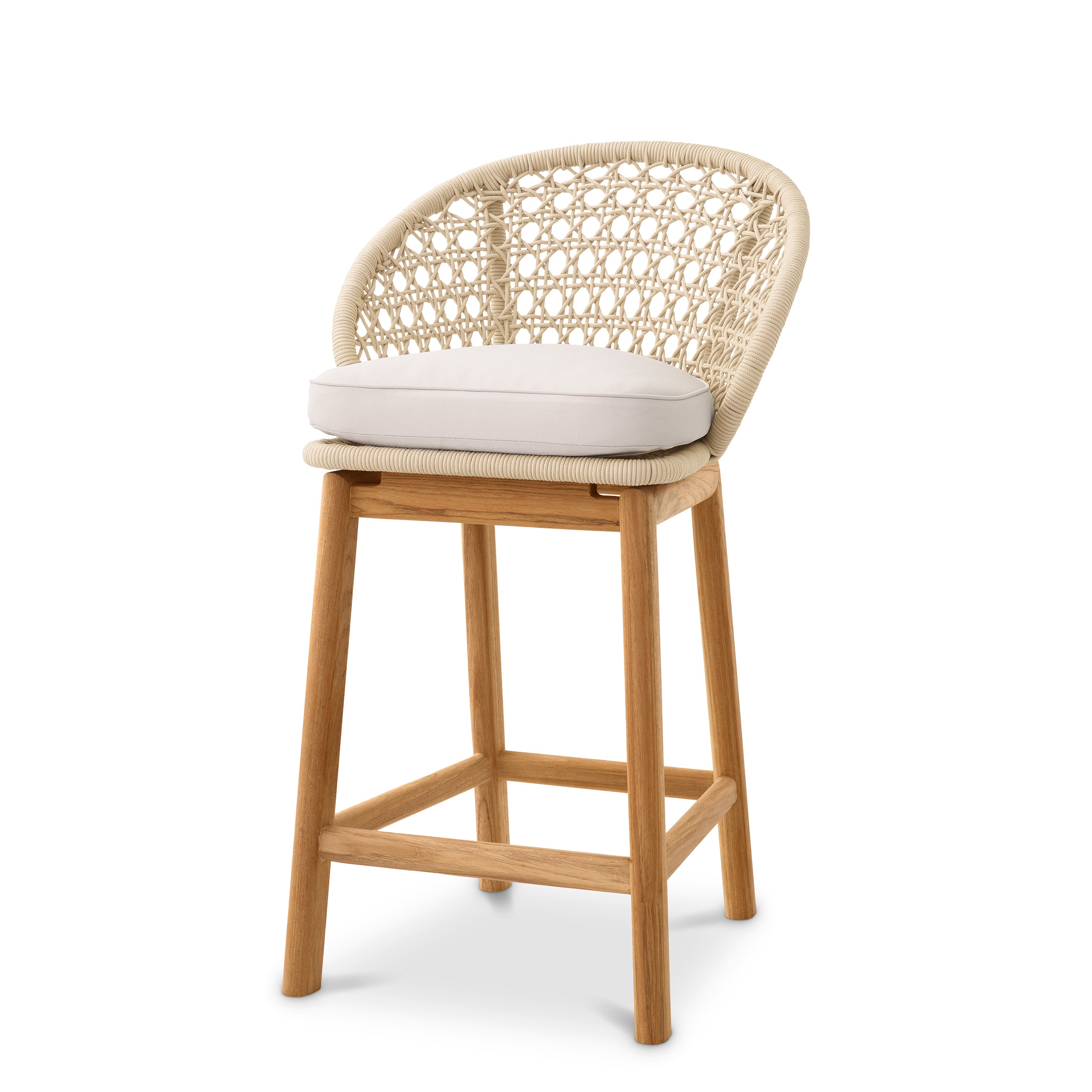 Outdoor Counter Stool Trinity cream weave flores off-white