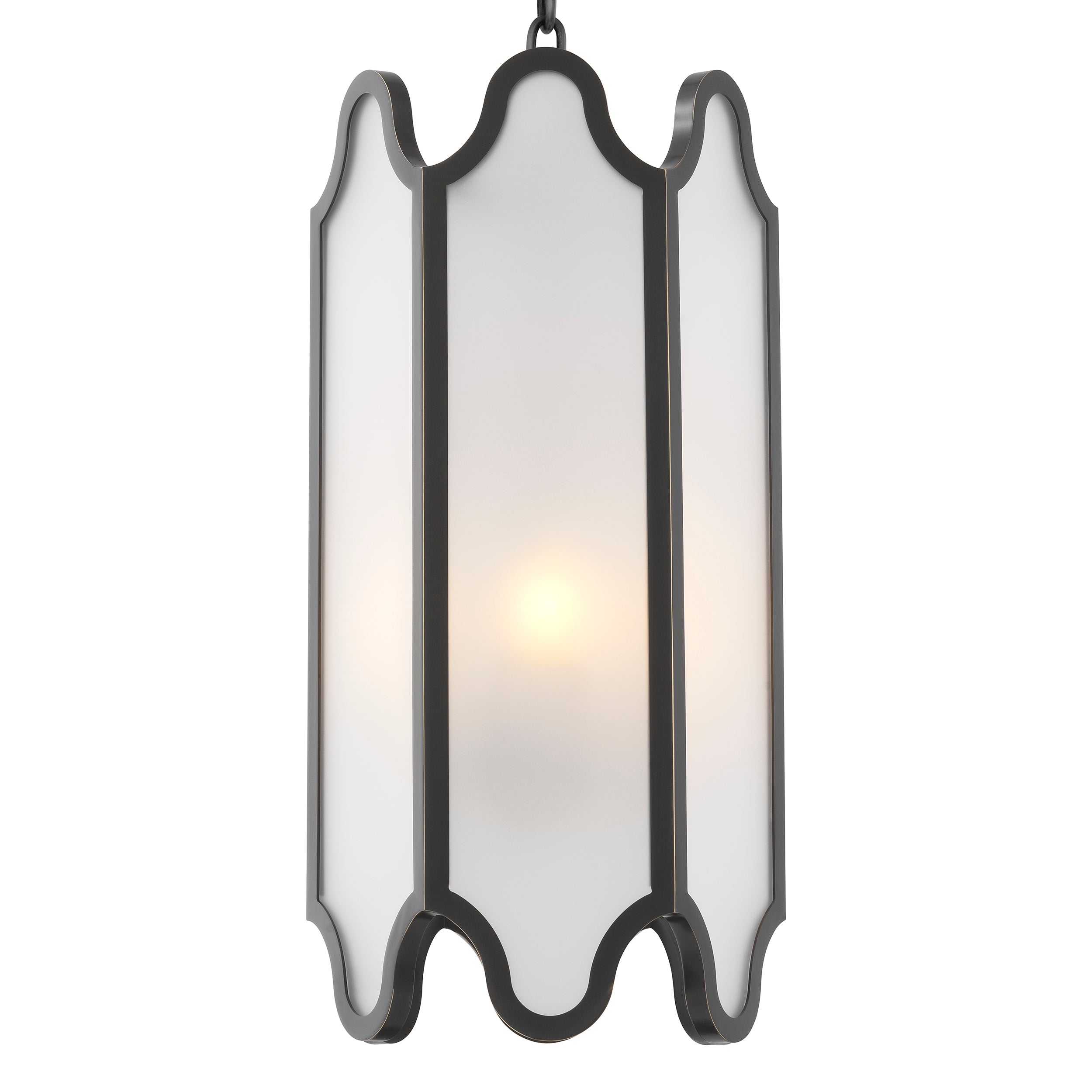 Pendant Rockefeller bronze highlight finish white glass