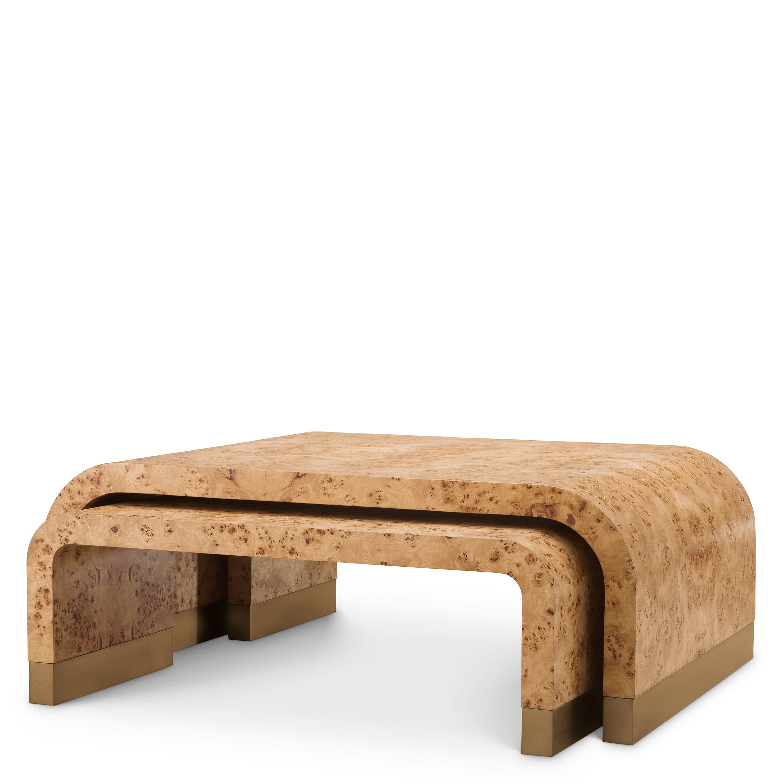 Coffee Table Quinton light brown mappa burl veneer set of 3