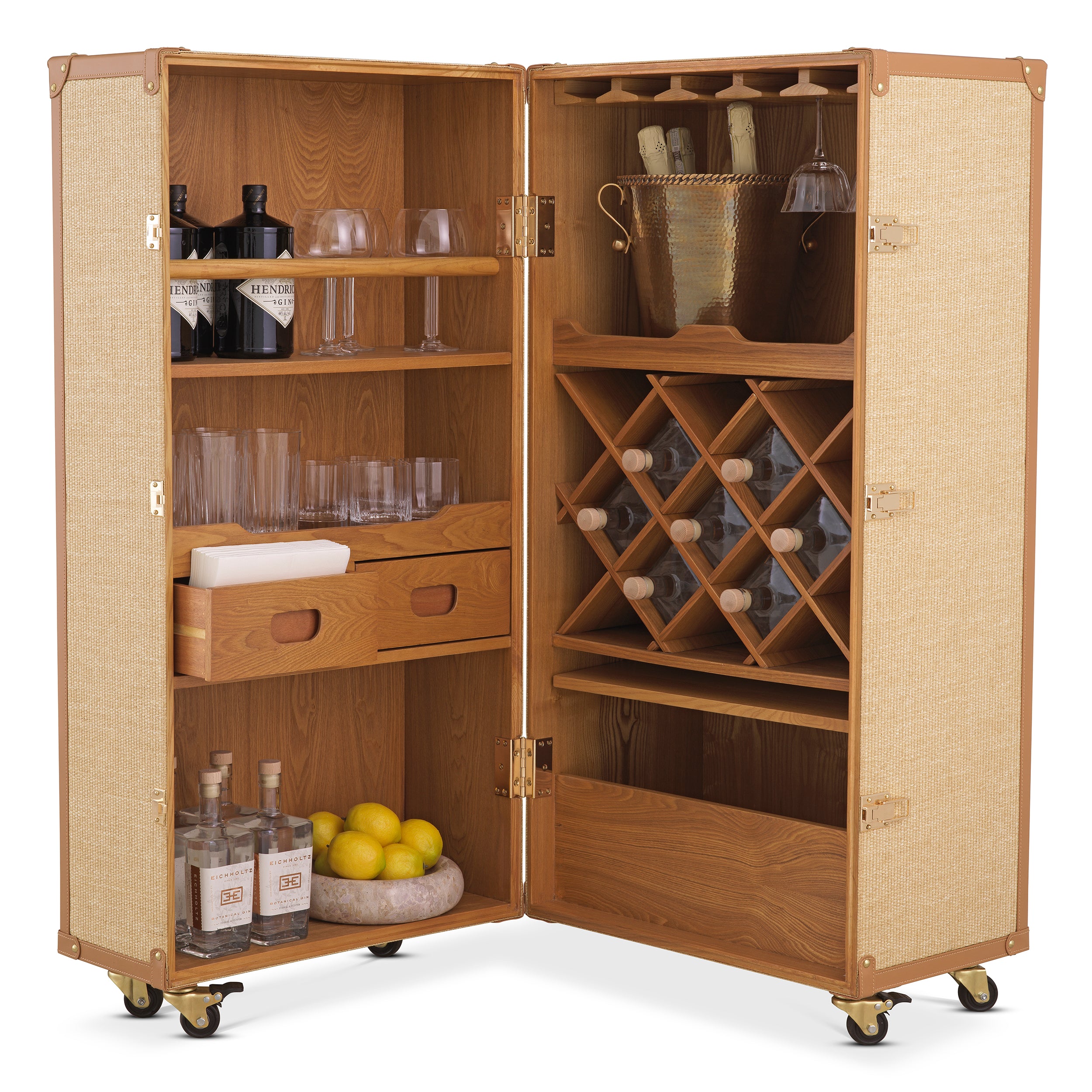 Bar Cabinet Martini Bianco rattan look