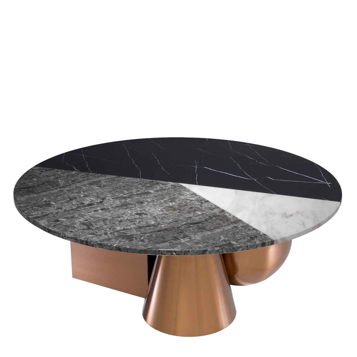 Coffee Table Tricolori brushed copper finish