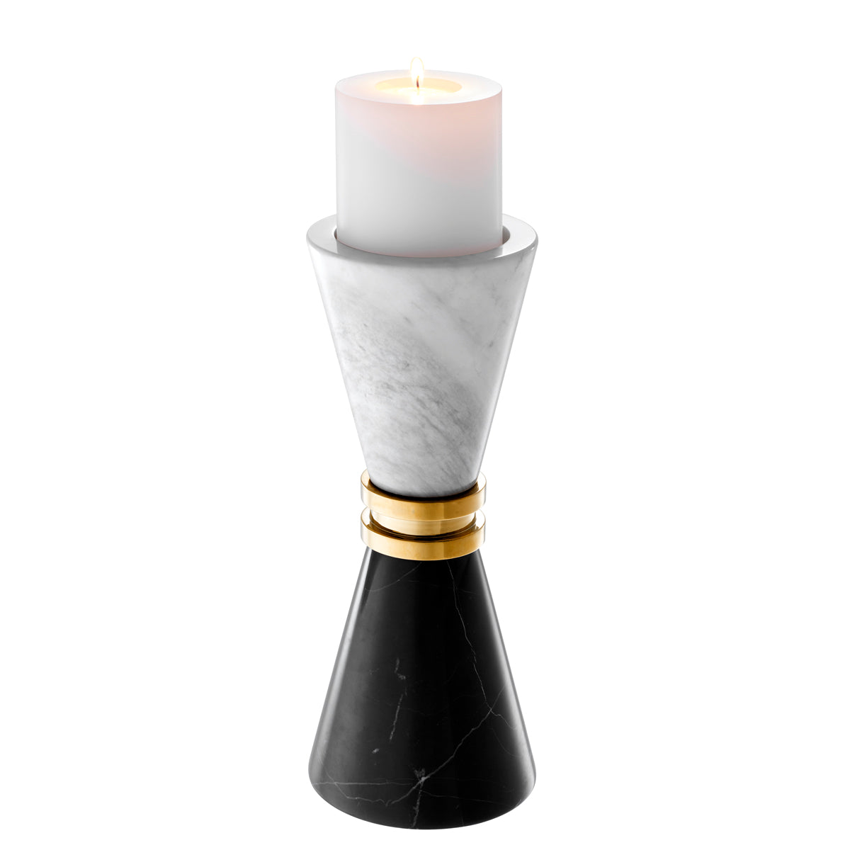 Candle Holder Diabolo black/white marble