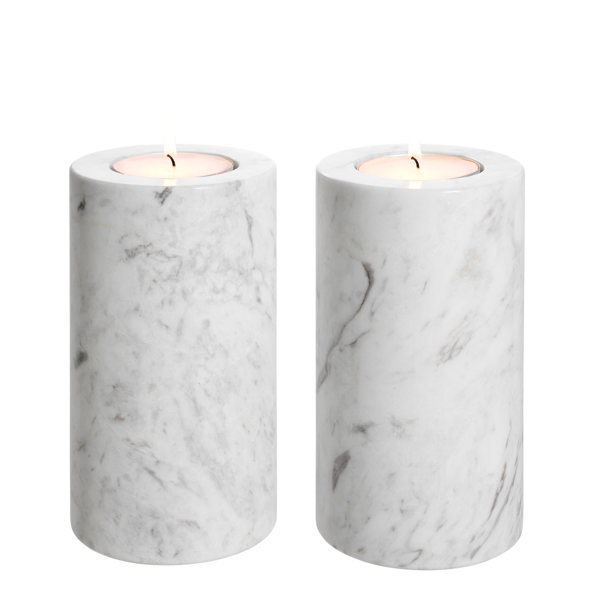 Tealight Holder Tobor M white marble set of 2