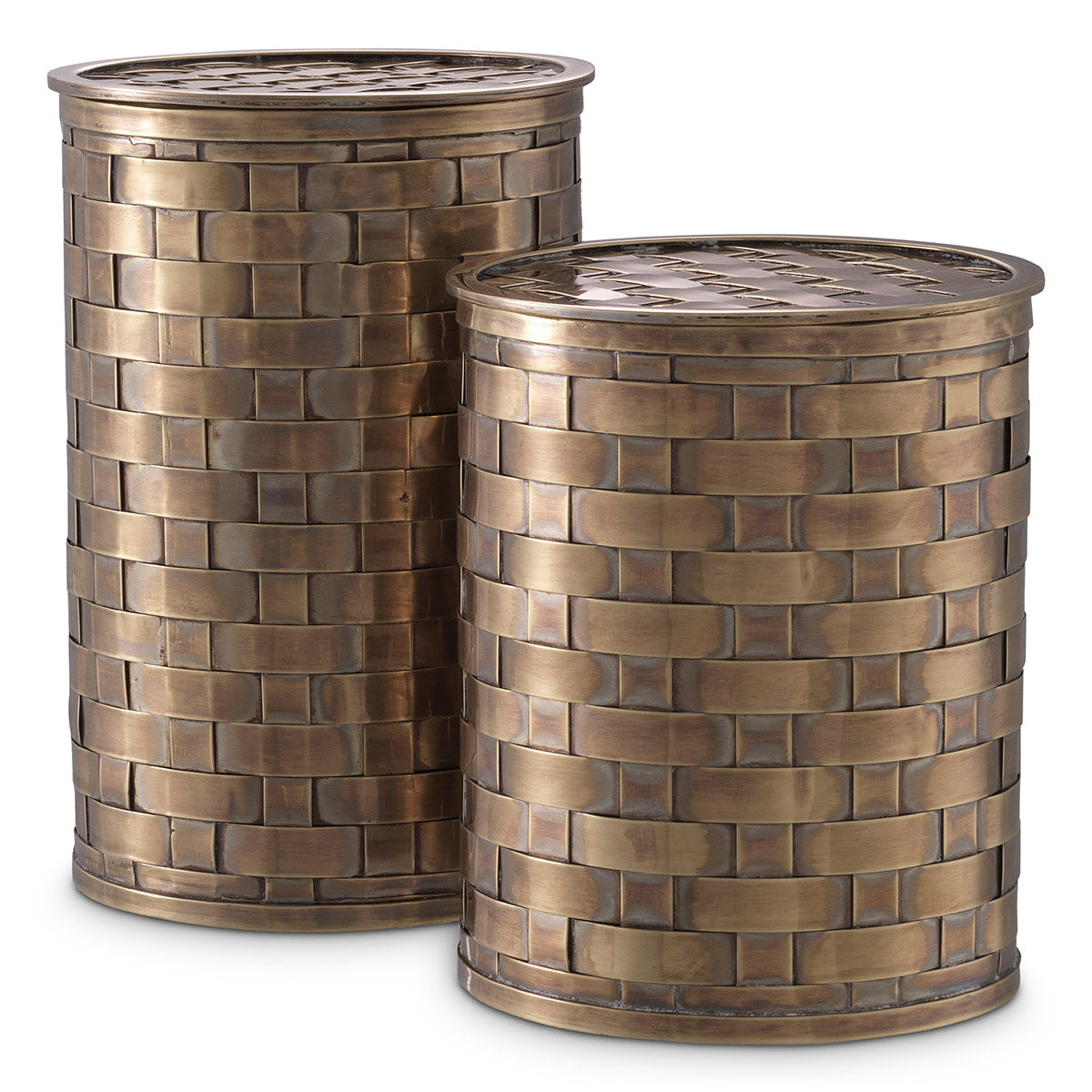 Box Lausanne vintage brass finish set of 2