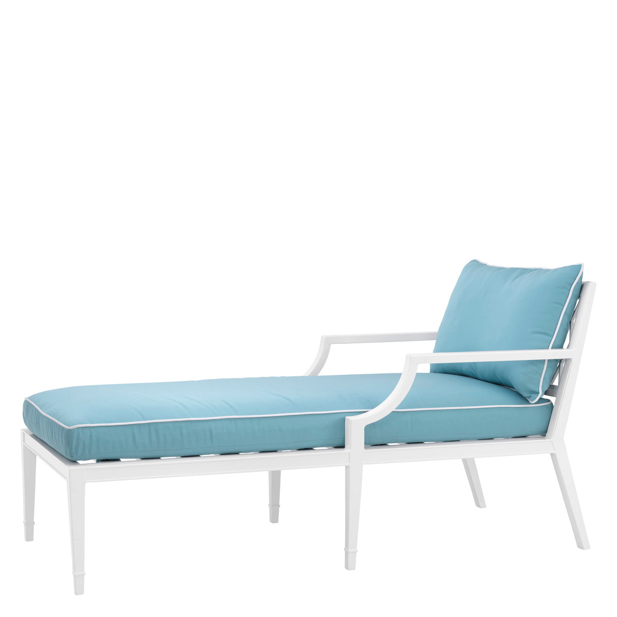 Outdoor Chaise Longue Bella Vista white sunbrella mineral blue