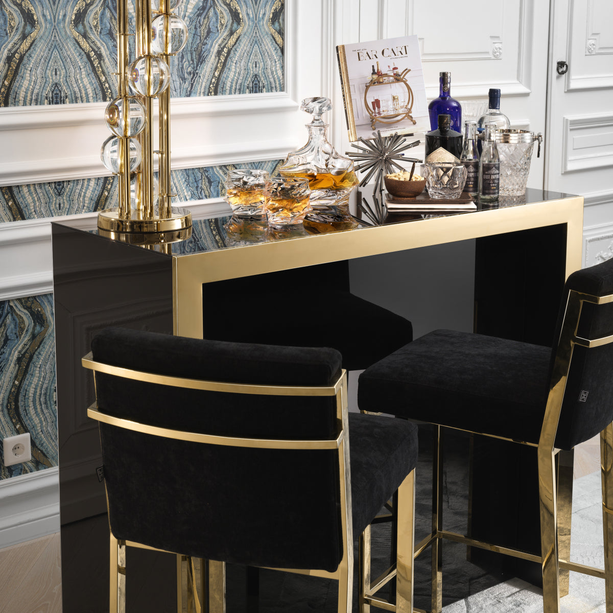 Black Upholstered Bar Stool Scott | Eichholtzmh.com