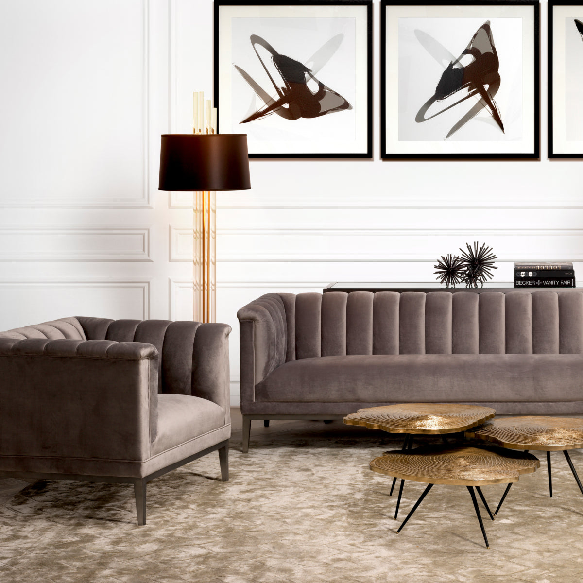 Gray Velvet Barrel Chair Raffles | Eichholtzmh.com