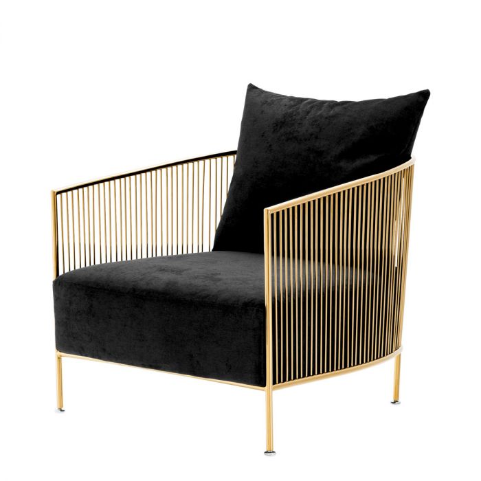 Chair Knox gold finish black velvet
