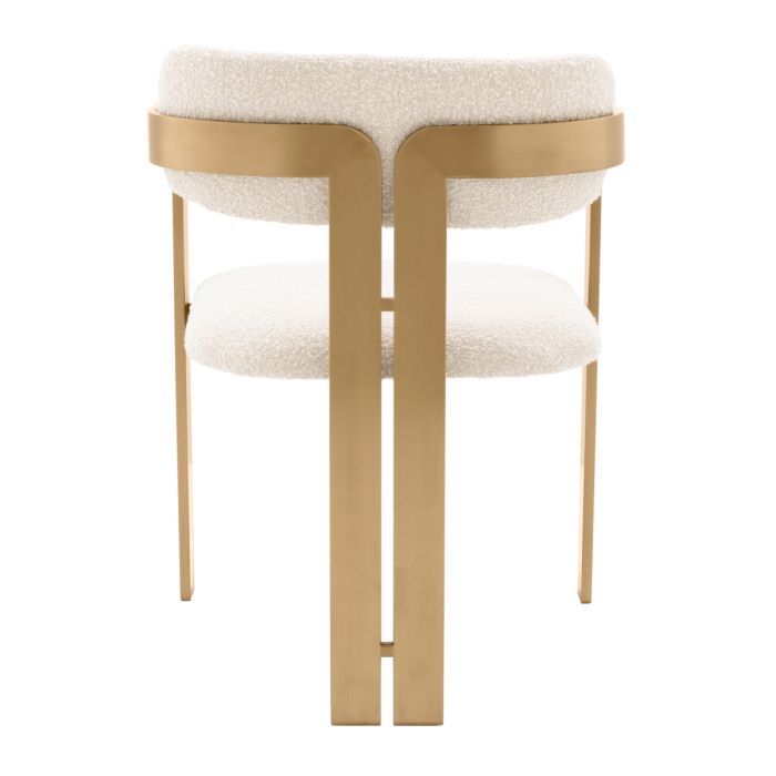 Dining Chair Donato brushed brass finish bouclé cream
