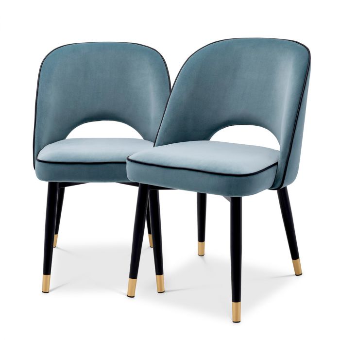 Dining Chair Cliff savona blue velvet set of 2