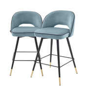 Blue Velvet Swivel Counter Stools (2) Cliff