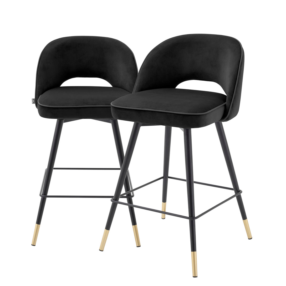 Black Velvet Swivel Counter Stools (2) Cliff