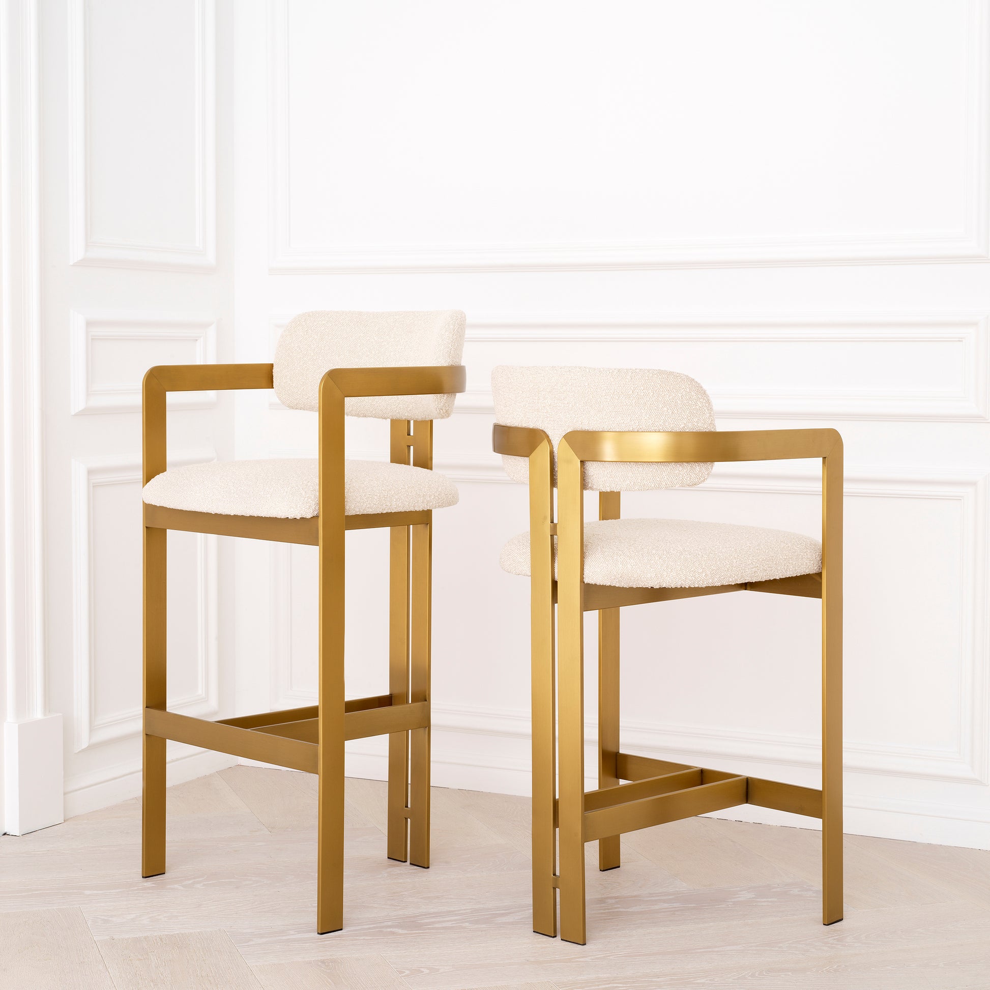 Gold Framed Bouclé Bar Stool Donato | Eichholtzmh.com