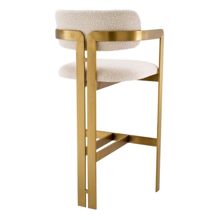 Bar Stool Donato brushed brass finish bouclé cream