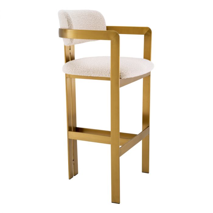 Bar Stool Donato brushed brass finish bouclé cream