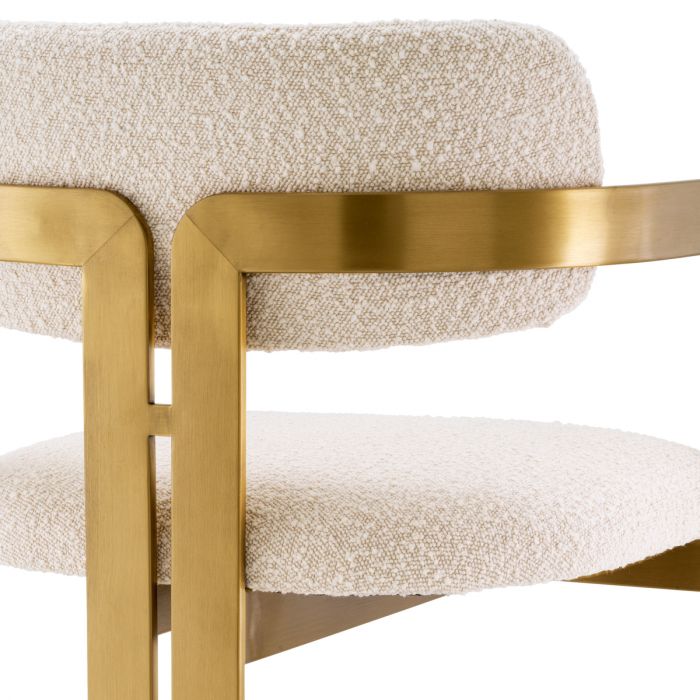 Bar Stool Donato brushed brass finish bouclé cream