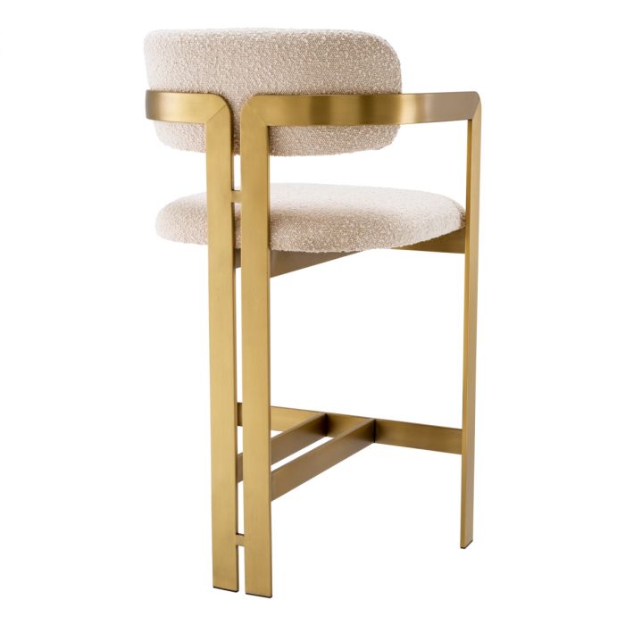 Counter Stool Donato brushed brass finish bouclé cream