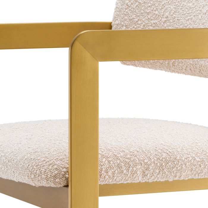 Counter Stool Donato brushed brass finish bouclé cream