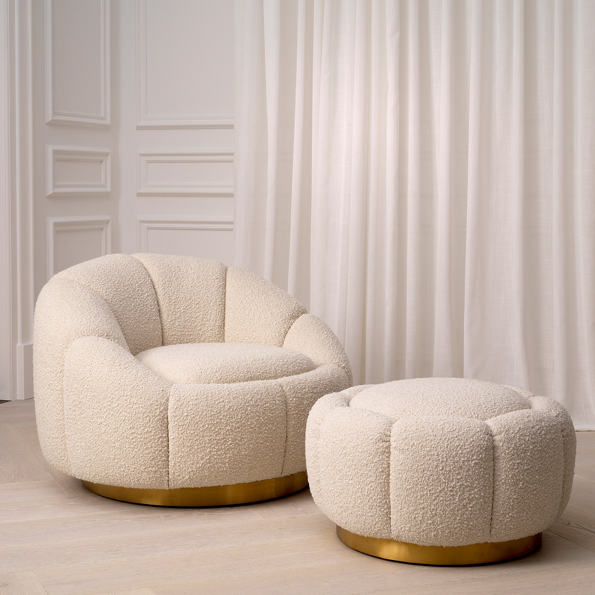 Cream Boucle Ottoman Inger | Eichholtzmh.com
