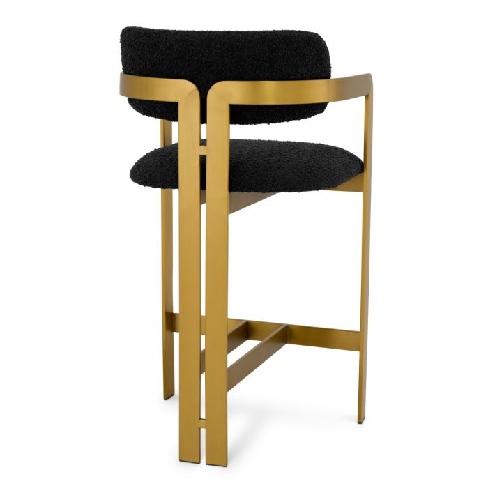 Counter Stool Donato brushed brass finish bouclé black