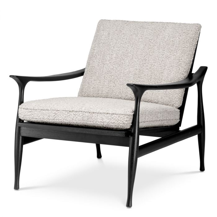 Chair Manzo classic black finish bouclé grey incl cushions