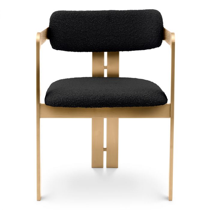 Dining Chair Donato brushed brass finish bouclé black
