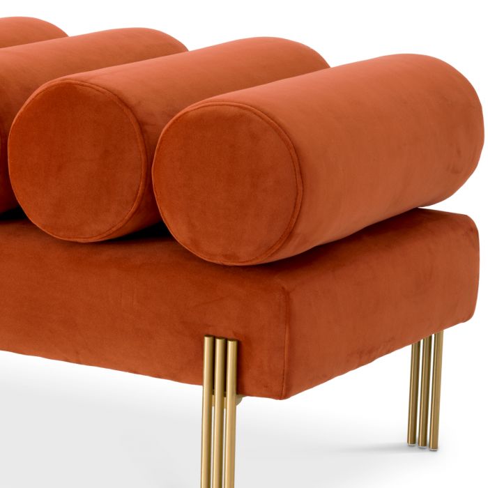 Bench Oxley savona orange velvet brushed brass finish