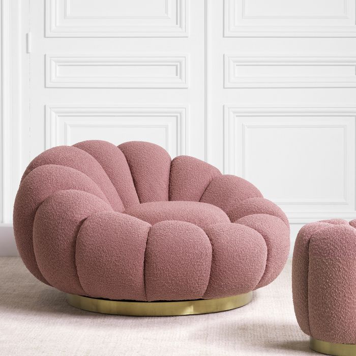 Swivel Chair Mello bouclé rose