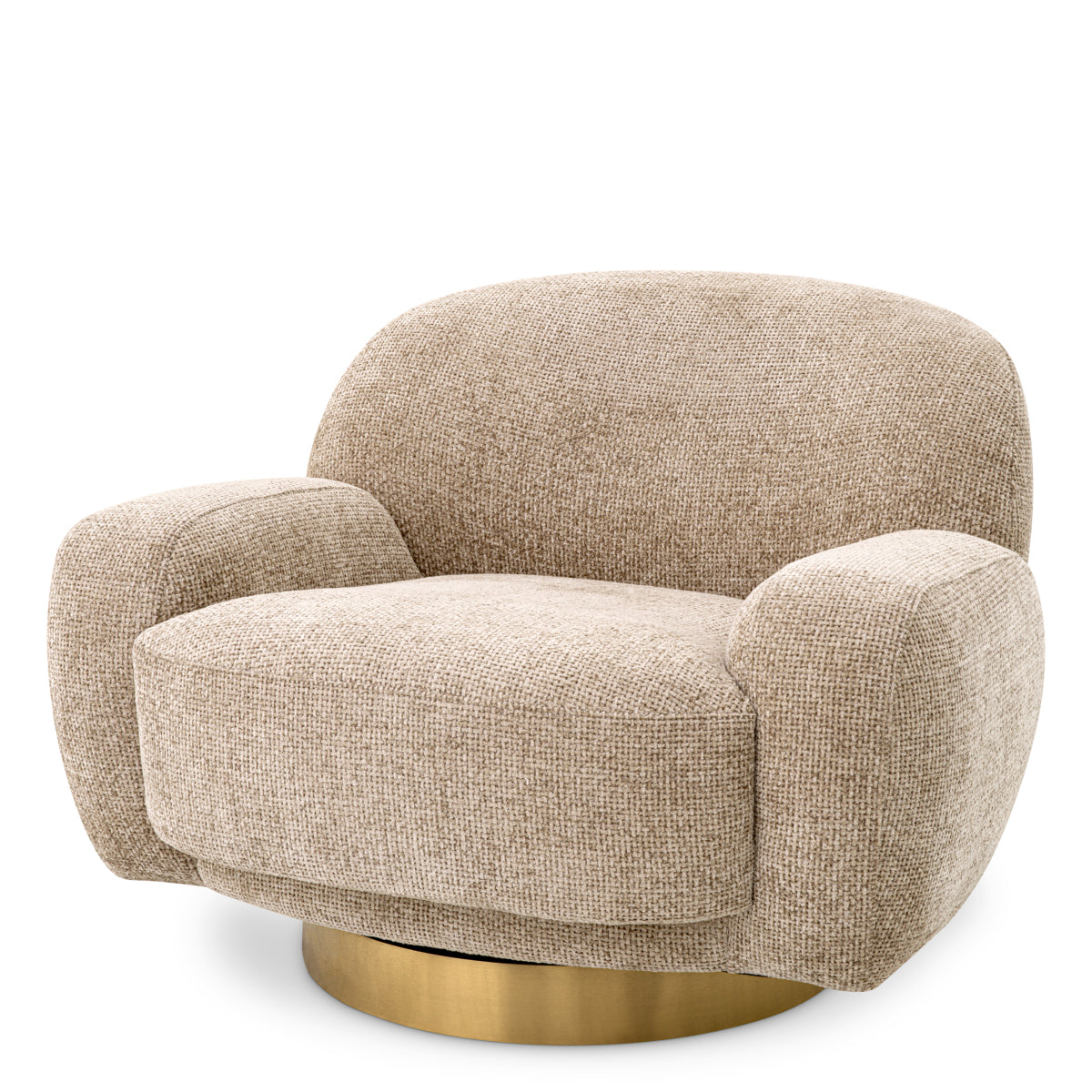 Beige Curved Swivel Armchair Udine