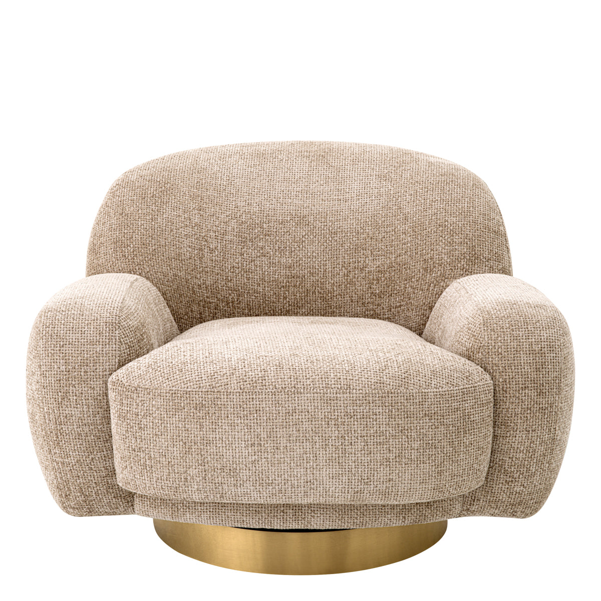 Beige Curved Swivel Armchair Udine