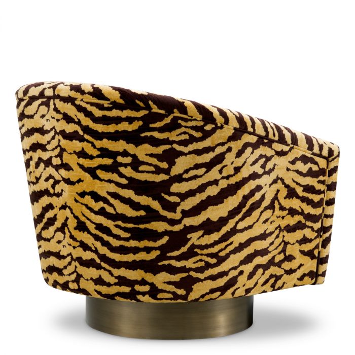 Swivel Chair Catene tigris brown brushed brass finish