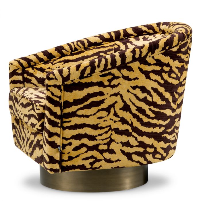 Swivel Chair Catene tigris brown brushed brass finish